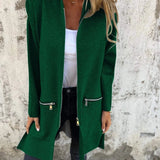 Women's green lightweight wool coat in size 5XL, featuring a casual chic design with a tailored collar and long sleeves, suitable for fall.