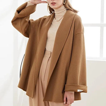 Oversized camel wool coat discount