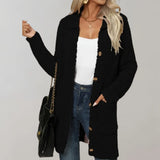 
A stylish women's black mid-length teddy coat in XL size, featuring cozy plush material and a fashionable design with a prominent collar and full-length sleeves.