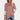 
A women's dusty rose casual sweater with striped sleeves and a crew neck, shown in pink color, size 2XL.