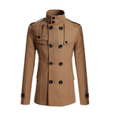 Women's elegant camel wool blend coat in khaki, slim fit blazer style, featuring a classic collar, long sleeves, and tailored design, showcased in size 3XL.