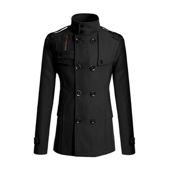Women's elegant black wool blend coat in a slim fit blazer style, size 3XL, featuring a formal design with a classic collar, button closures, and long sleeves, suitable for formal or business wear.