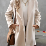 
Image shows a women's oversized winter coat in cream wool, styled for fall fashion. The coat features a classic design with a focus on elegance and comfort. It has long sleeves and a sophisticated neckline, often paired with a dress shirt for a chic look. The variant displayed is in the color pink, size 2XL, showcasing its fashionable appeal as outerwear for women.