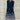 Elegant dark blue midi dress for women featuring a butterfly floral pattern, made of linen material. The dress has a round neck, short sleeves, and a defined waistline, suitable for day wear.
