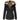 Women's black XXL fur-lined hooded parka, insulated and water-resistant, with detachable hood and long sleeves.