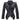 Women's black studded leather biker jacket with zip, featuring a stylish design with a structured collar, long sleeves, and functional pockets. The jacket is crafted from genuine leather and is available in size 3XL.