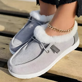 Women's light gray fleece-lined winter loafers; warm, stylish slip-ons in size 43, displayed on a white background.