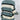 Women's green V-neck off-shoulder striped knit sweater featuring long sleeves and a soft, textured fabric.