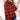 Women's cozy high neck pullover sweater in grey plaid fleece, featuring long sleeves and a tartan pattern, shown in red color variant and size XL.