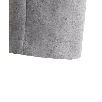 Women's grey wool blend cropped button jacket with long sleeves, displaying a stylish winter fashion design. The jacket features a rectangular pattern resembling a blazer style.