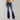 
Women's high-waist dark wash flared stretch jeans in deep blue, size 2XL, showcasing a stylish flared leg design with a comfortable high-waist fit.