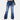 Women's high-waist flared jeans in dark blue, showcasing a slim fit design made from stretch denim.