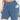 Woman wearing blue, high-waist gym shorts in size 5XL, demonstrating stretch and squat-proof qualities.