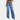 
A pair of women's high-waisted wide-leg jeans in a vintage style, featuring a frayed hem in a vibrant blue color. The denim fabric is showcased with detail on the waist and pockets, offering a classic and stylish appearance.