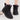 Women's black insulated waterproof winter snow boots with fur lining, designed for outdoor use, featuring synthetic rubber soles.