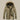 Women's khaki puffer coat in 4XL with a faux fur hood, featuring long sleeves and a high collar for added warmth. The coat's eco-friendly design combines beige and grey tones for a stylish appearance.