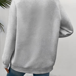 Women's Light Gray Casual Crewneck Sweatshirt - Soft Texture, Relaxed Fit