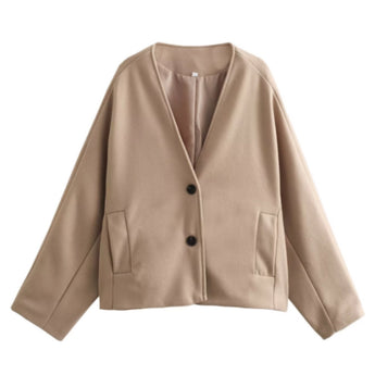 Women's light purple minimalist tailored blazer featuring a two-button closure, long sleeves, and a structured collar. The blazer has a sleek and formal design suitable for professional or formal occasions.