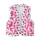 Women's pink lightweight bomber jacket featuring intricate floral embroidery in red and white, with long sleeves and a stylish design.