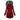 Women's long black zip-up hoodie featuring a tropical print lining, shown in red color, XXL size, with a hood and long sleeves.