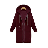 Women's oversized zip-up hoodie in a vibrant electric blue color, featuring long sleeves and a comfortable collar, designed for an urban streetwear style.