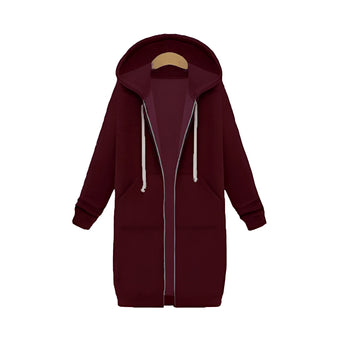 Women's oversized zip-up hoodie in a vibrant electric blue color, featuring long sleeves and a comfortable collar, designed for an urban streetwear style.