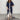 Women's long flowy grey kimono cardigan, shown in marine blue color, featuring wide sleeves and a loose, knee-length fit.