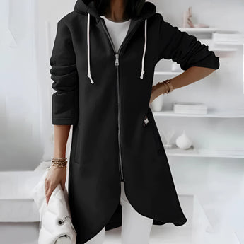 
Women's long pink asymmetric zip hoodie in Nero color, 5XL size, featuring a stylish lightweight design with a unique zippered front, long sleeves, and a fashionable fit.