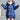 Women's metallic blue hooded puffer jacket in size XL, showcasing its insulated and lightweight design with a focus on the shoulder and neck area.