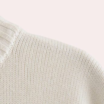 Women's navy blue striped sweater, casual fall fashion pullover, featuring woolen fabric, long sleeves, and a comfortable fit.