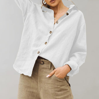 Women's oversized black linen blouse with a button-down design and hood, featuring long sleeves and a relaxed fit around the waist, displayed in a 3XL size.
