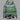 Women's patterned winter hoodie in a cozy alpaca blend featuring a boho style design in green. The hoodie is in a size 5XL and showcases intricate patterns with a mix of electric blue and magenta accents. The garment includes long sleeves and a round collar, made from woolen material.