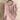 Women's oversized casual pink linen blouse with short sleeves, featuring a simple collar and crafted from natural material.