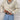 Women's Preppy V-Neck Ribbed Knit Cream Sweater Navy Trim