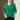 A green cashmere hooded zip-up sweater for women, featuring long sleeves and a comfortable fit, styled for winter fashion.