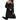 Women's black ribbed knit cold shoulder jumpsuit in XL, showcasing cozy fall loungewear with long sleeves and fitted legs.