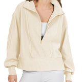 Tan cropped jacket for women in XXL size, featuring a stylish fall design with a lightweight fabric, collar, and long sleeves.