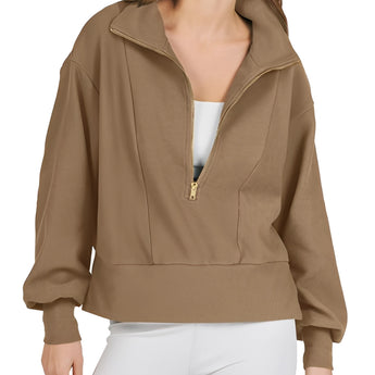 Tan cropped jacket for women featuring a lightweight and stylish design with a collar, long sleeves, and a fitted waist, suitable for fall fashion in XXL size.