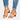 Tan leather strappy chunky heel sandals with a buckle strap, styled with denim jeans.