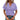 Woman wearing a purple 3XL V-neck textured blouse with short sleeves, featuring a geometric summer design, paired with jeans.
