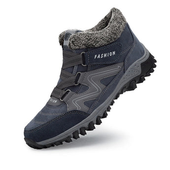 Women's blue waterproof insulated hiking boots with anti-slip soles, size 43, designed for outdoor activities and hiking.