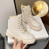 Women's white waterproof insulated snow boots designed for durability, non-slip grip, and thermal protection, suitable for outdoor activities.
