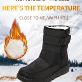 Women's waterproof insulated snow boots with a durable and non-slip design, showcasing a rugged sole made from synthetic rubber for outdoor wear.