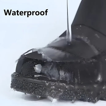 A pair of women's waterproof insulated snow boots designed for non-slip wear, providing thermal insulation and durability, suitable for snowy and wet conditions.
