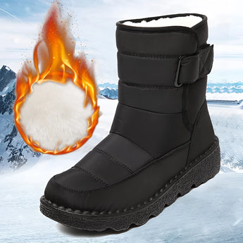 Women's waterproof insulated snow boots in noir color, size 44, featuring a durable and non-slip exterior with a thermal interior, designed for outdoor use in snowy conditions.