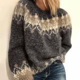 Wool ombre hand-knit chunky pullover in Nero color, featuring long sleeves and a stylish pattern, made from natural wool material, designed for a cozy winter fit in 3XL size.