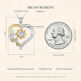 WOSTU 925 Sterling Silver Two-Tone Heart Necklace with Cubic Zirconia featuring a heart-shaped pendant adorned with cubic zirconia, presented on a silver chain.