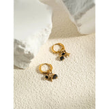 18K gold plated hoop earrings with pink natural stone charms