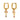 18K gold plated hoop earrings with pink natural stone charms and gold-tone crescent moon charm.
