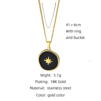 Gold YA-CHAN celestial necklaces with heart, moon, and star pendants.